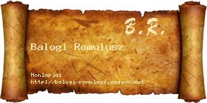 Balogi Romulusz névjegykártya